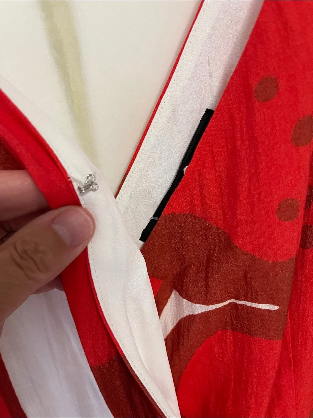 White House Black Market Asymmetric Red and White Floral Wrap Maxi Dress - Picture 5 of 16